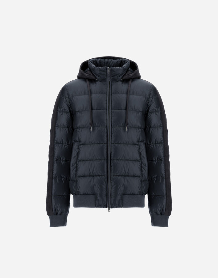 Herno RESORT BOMBER JACKET IN ULTRALIGHT NYLON AND SUEDE-EFFECT MICROFIBRE Navy Blue PI00116UR12020Z9200