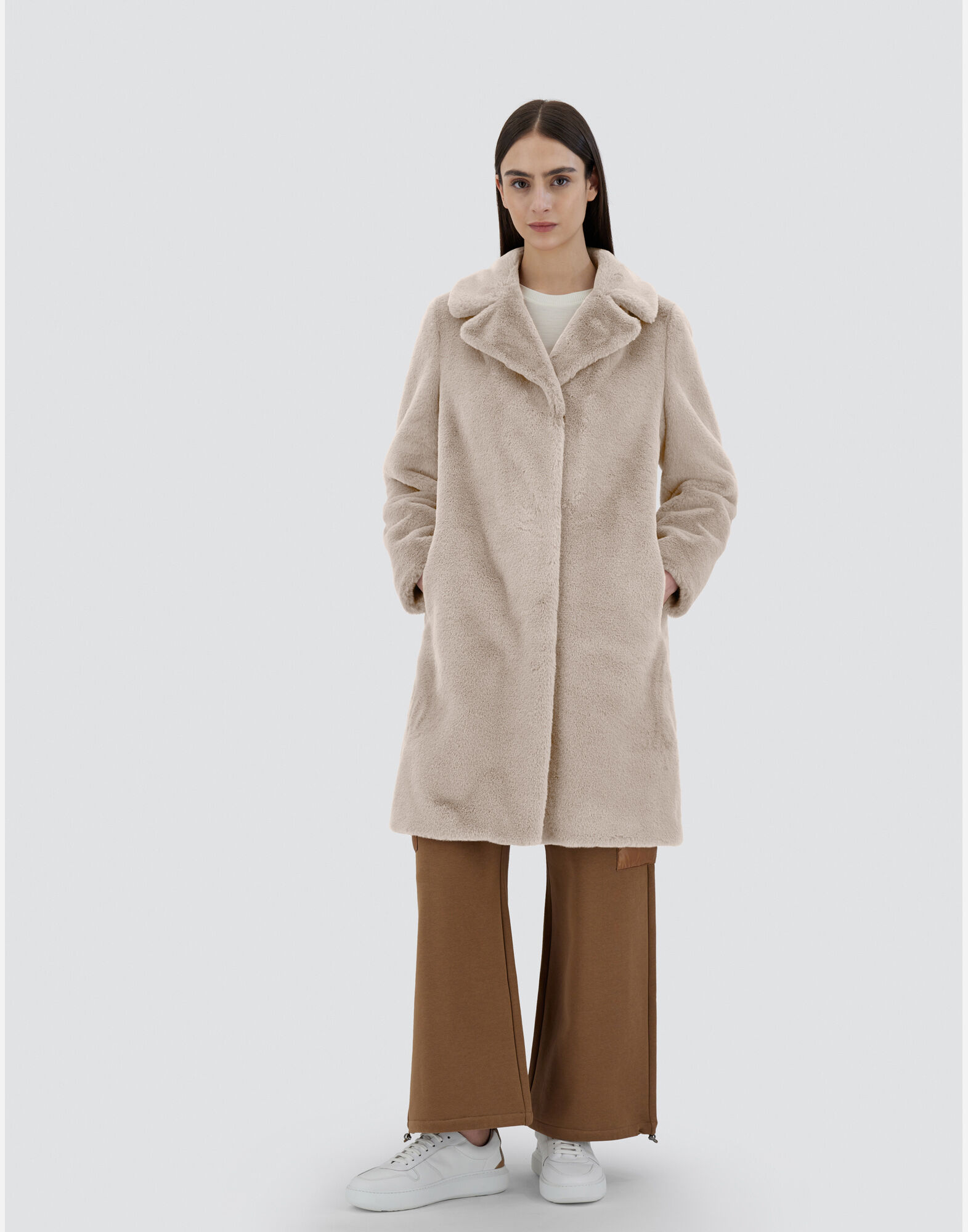 Faux fur trench coat online