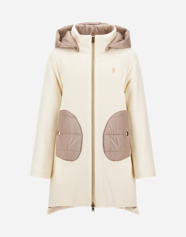 Herno HOODED COAT IN ECOWOOL AND NYLON ULTRALIGHT Blue GC000049G333449202