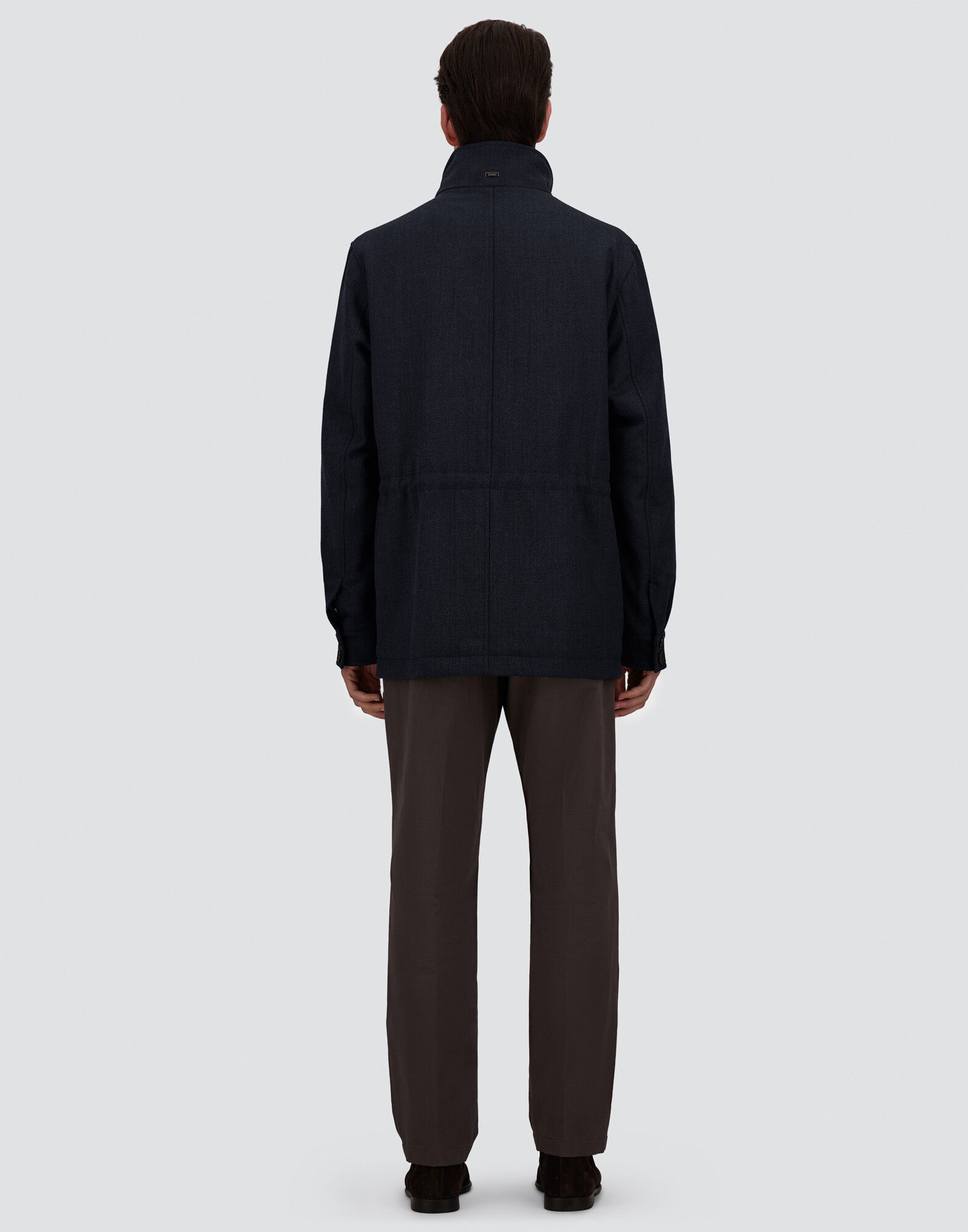 メンズ VINTAGE-EFFECT WOOL-BLEND FIELD JACKET ネイビーブルー