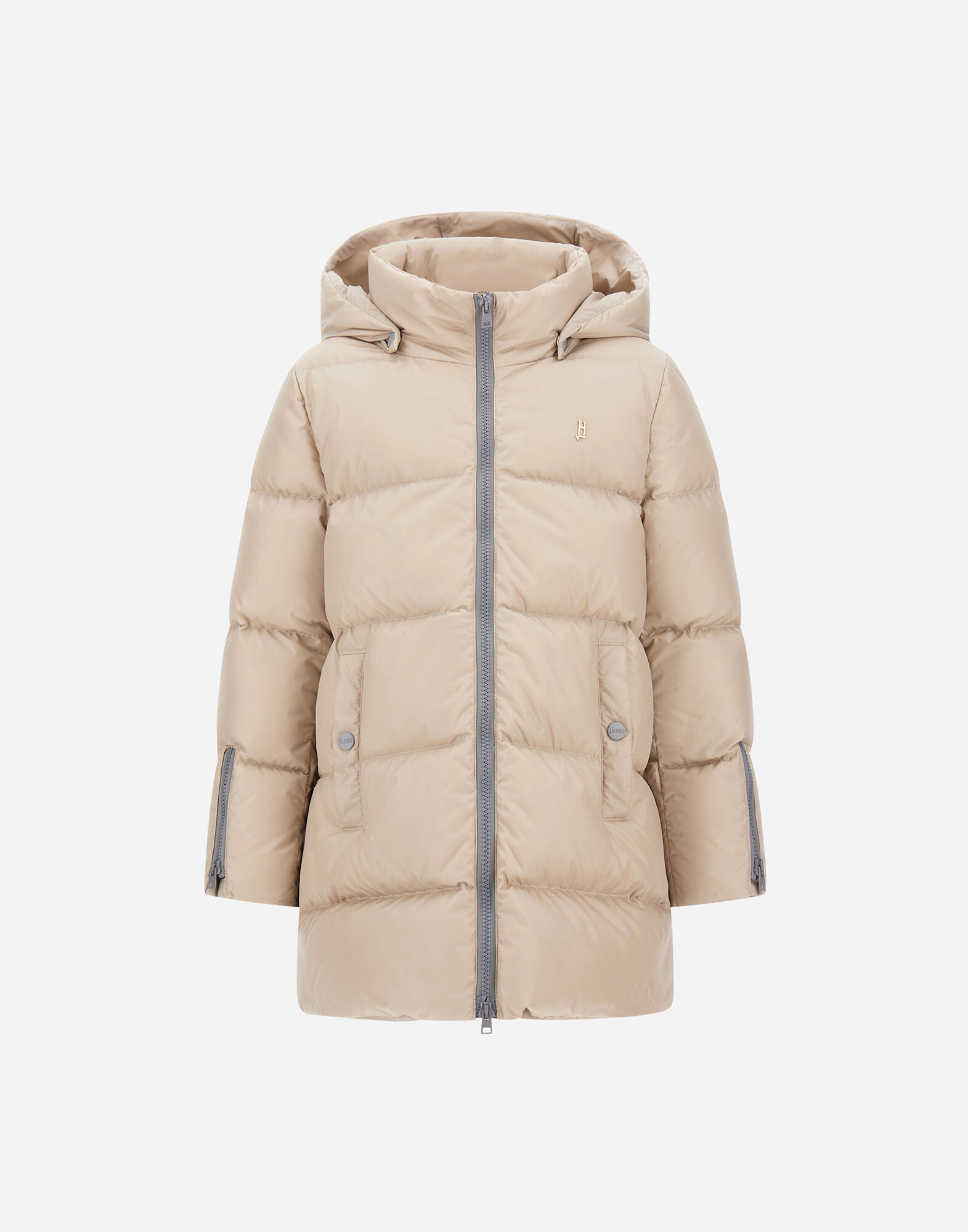 H444 XS 12A 150cm ヘルノ ツイード ダウン キッズ レディース s-musee_361017204