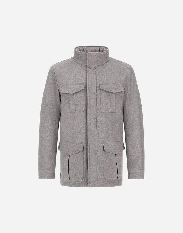 RESORT FIELD JACKET IN MELANGE SUEDE EFFECT Herno Herno RESORT FIELD JACKET IN MELANGE SUEDE EFFECT Light Grey FI00020UR12729S9406