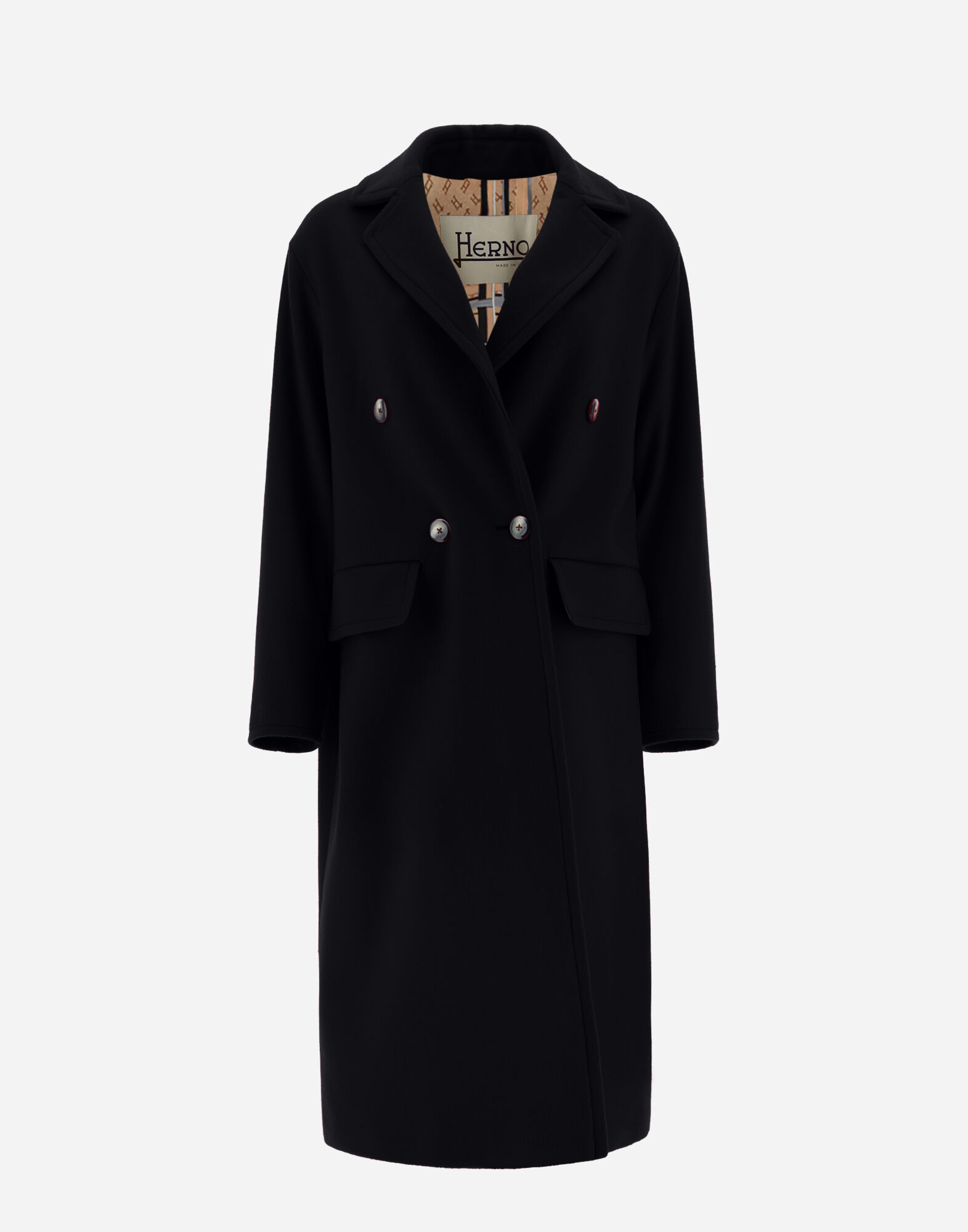 【送料&関税込】Herno Long Wool Coat CAPPOTTO FANCY LUXURY WOOL HD in Black for Women | Herno®