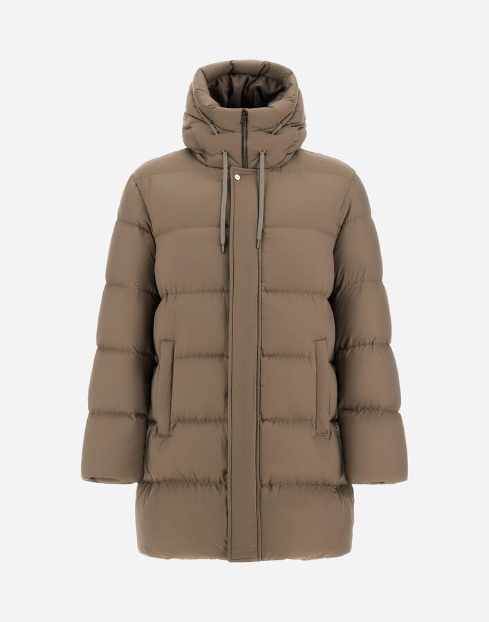 Herno LONG JACKET IN ARENDELLE AND MONOGRAM Dark Taupe PI001159U12414Z2700