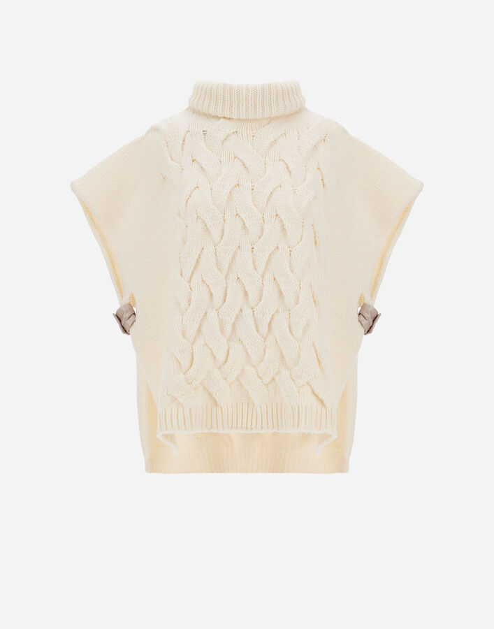 Herno RESORT TURTLENECK IN WOOL BLEND CABLE AND RIB KNIT WITH ECOAGE Milk White ML00024DR700221010
