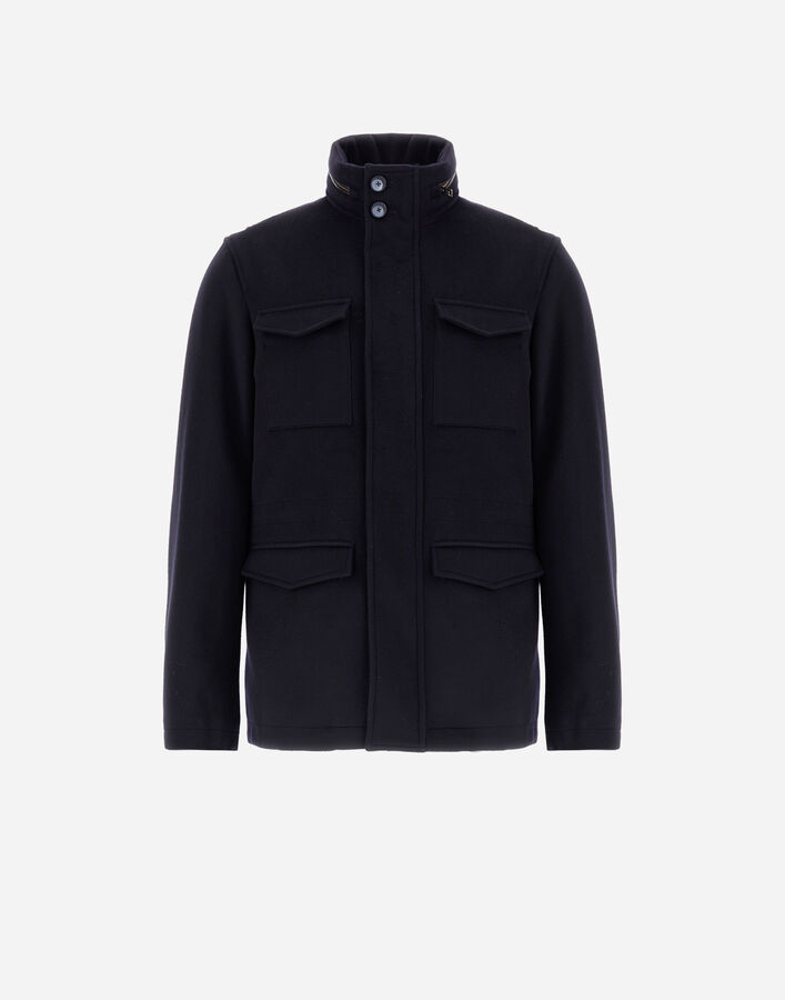 Herno FIELD JACKET IN WOOL, CASHMERE AND ECOAGE Navy Blue FI000128U333189200