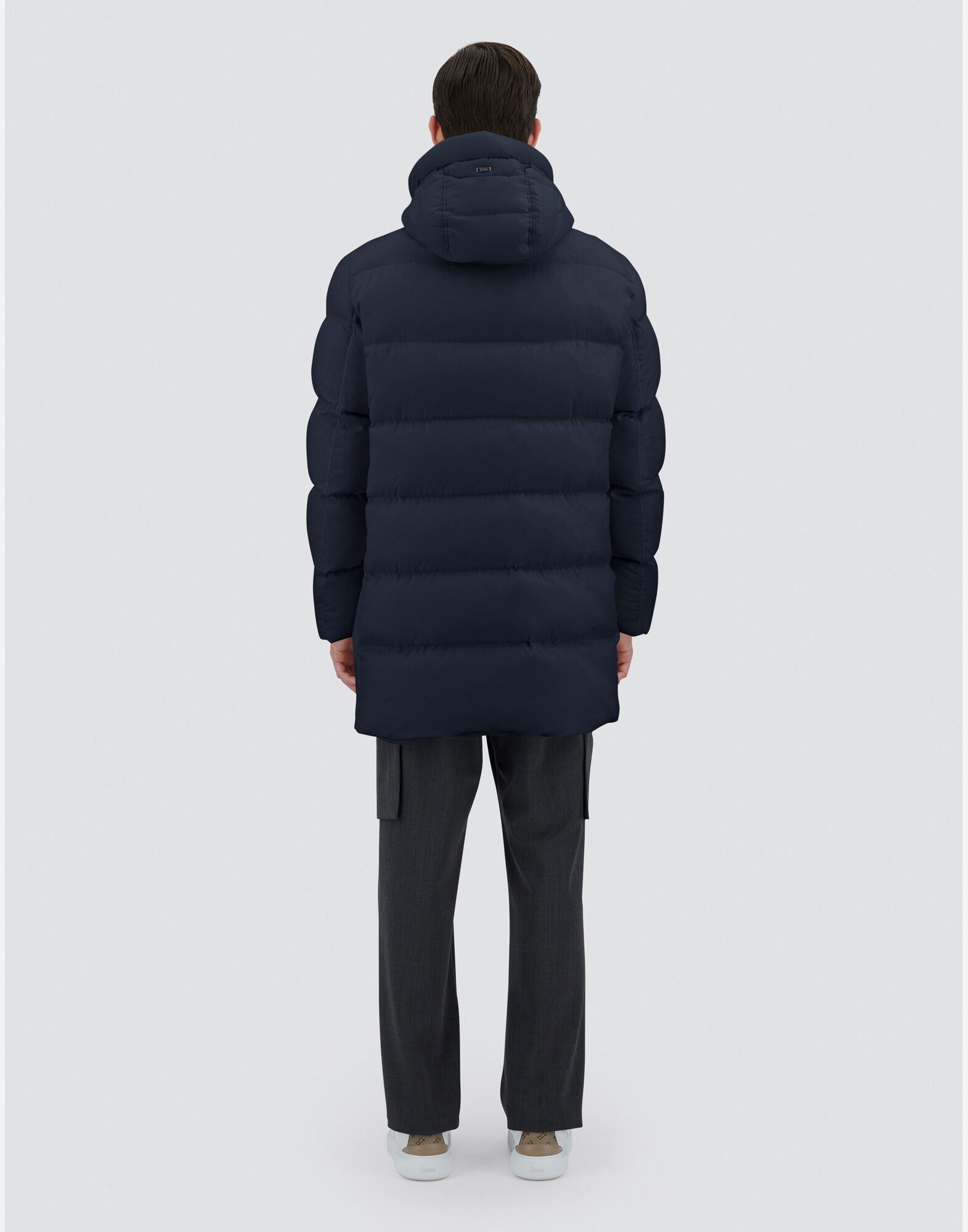 【値下げ】ヘルノ　異素材切り替えコート　ネイビー　12A メンズ アレンデール&モノグラムコート ネイビーブルー | Herno