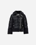 Herno BIKER JACKET IN NYLON ULTRALIGHT AND LADY ALTERNATIVE FUR Black PI000184G12017Z9300