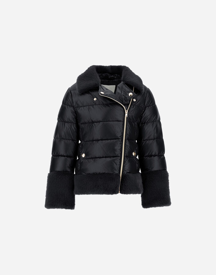 BIKER JACKET IN NYLON ULTRALIGHT AND LADY ALTERNATIVE FUR Herno Herno BIKER JACKET IN NYLON ULTRALIGHT AND LADY ALTERNATIVE FUR Black PI000184G12017Z9300