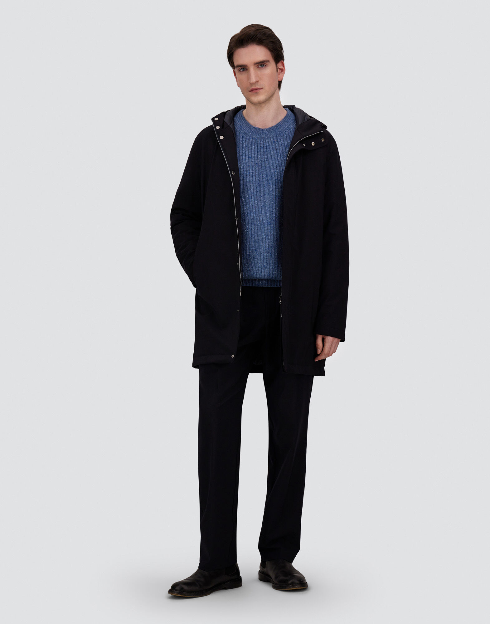 メンズ ストレッチツイル コート ブルー | Herno® (ヘルノ)