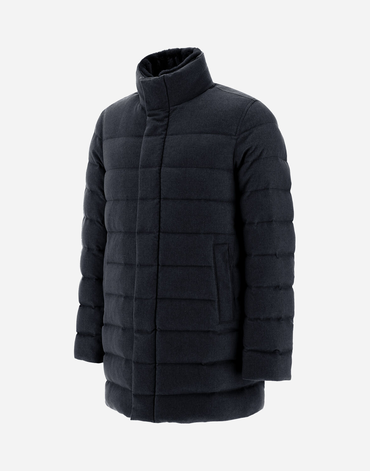 Herno Down Jacket With Fur Collar In Navy Blue