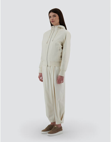 レディース リゾート シルク カシミア ボンバージャケット アイボリー  