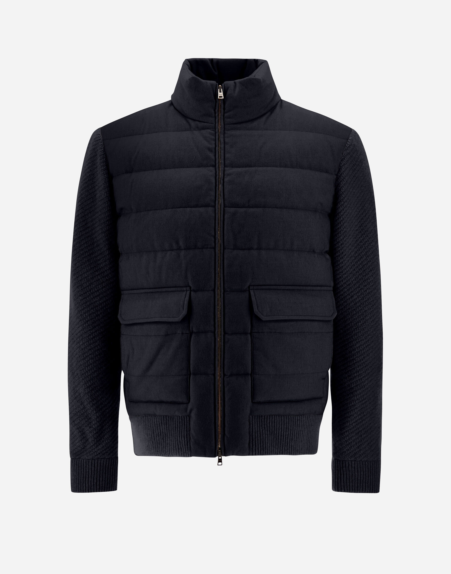 BOMBER JACKET IN CASHMERE SILK AND KNIT in Navy Blue for Men Herno