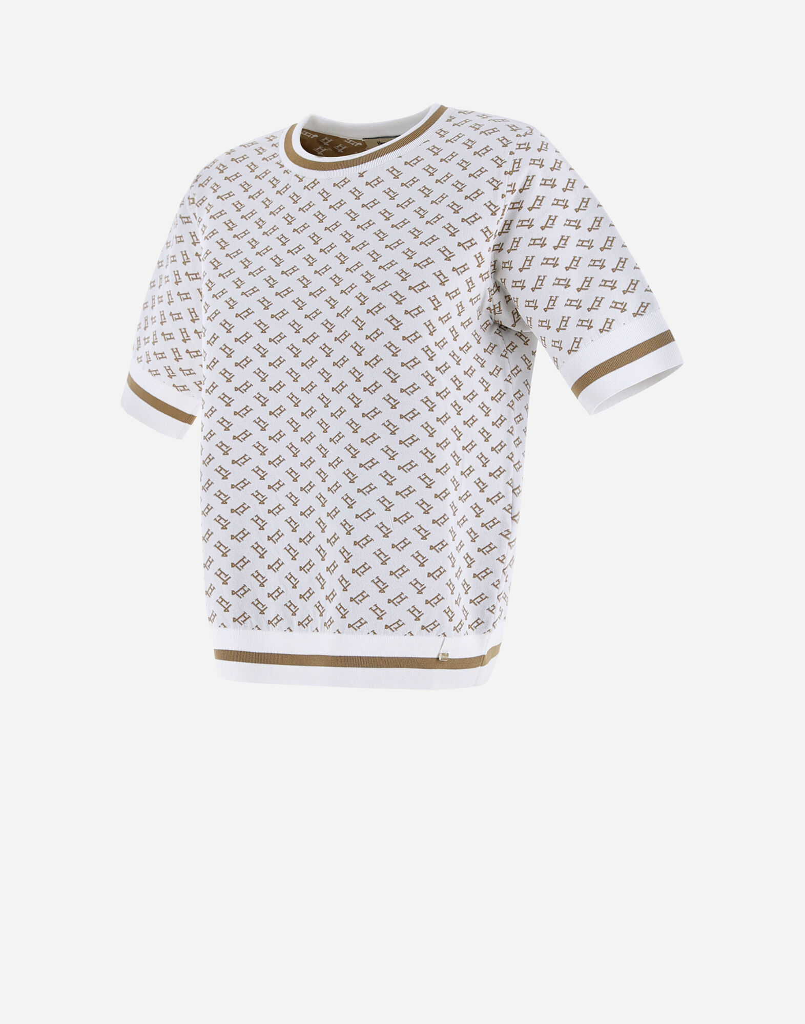 【希少モデル】ヘルノ☆フリルTシャツ 総柄 入手困難 即完売注意 レディース ENDLESS VISCOSE MONOGRAM Tシャツ ホワイト | Herno