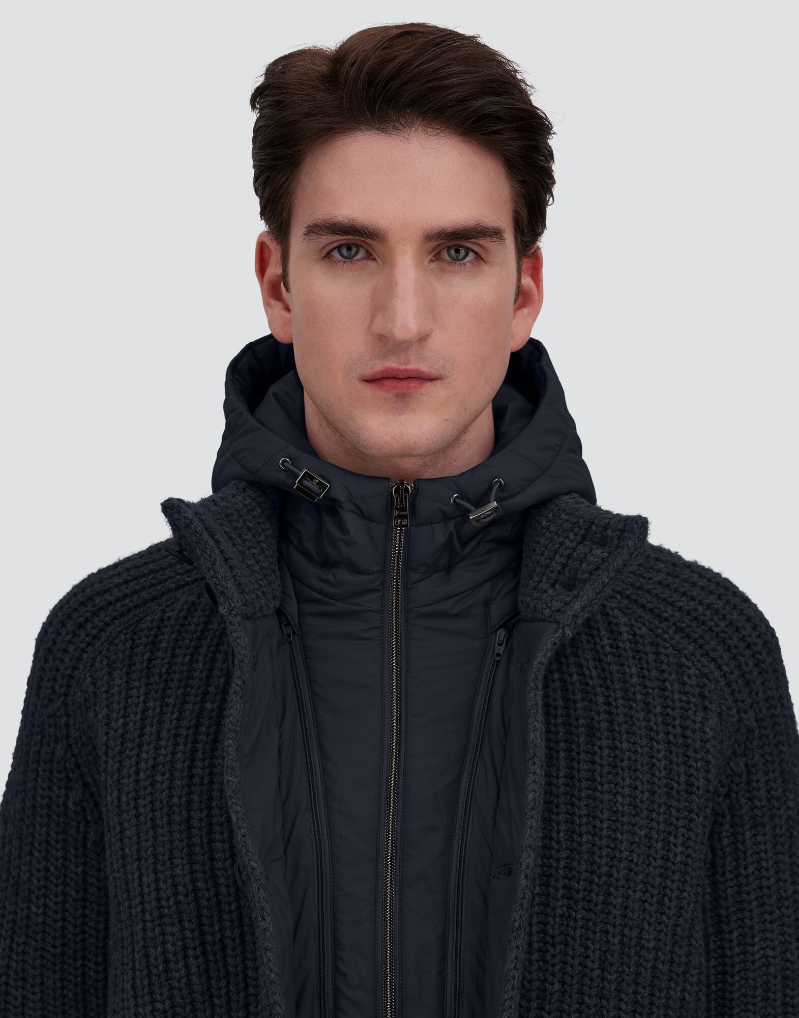 メンズ WOOL JACKET WITH RAISED TEXTURE AND CABLE-KNIT DETAILING
