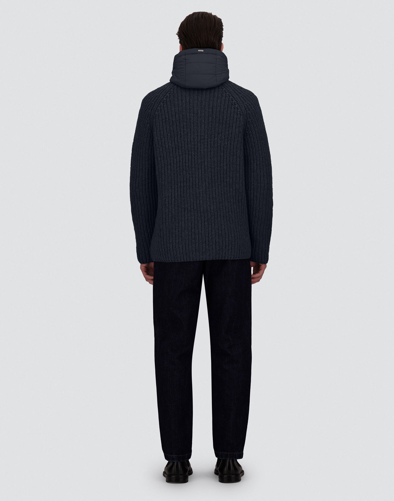 メンズ WOOL JACKET WITH RAISED TEXTURE AND CABLE-KNIT DETAILING