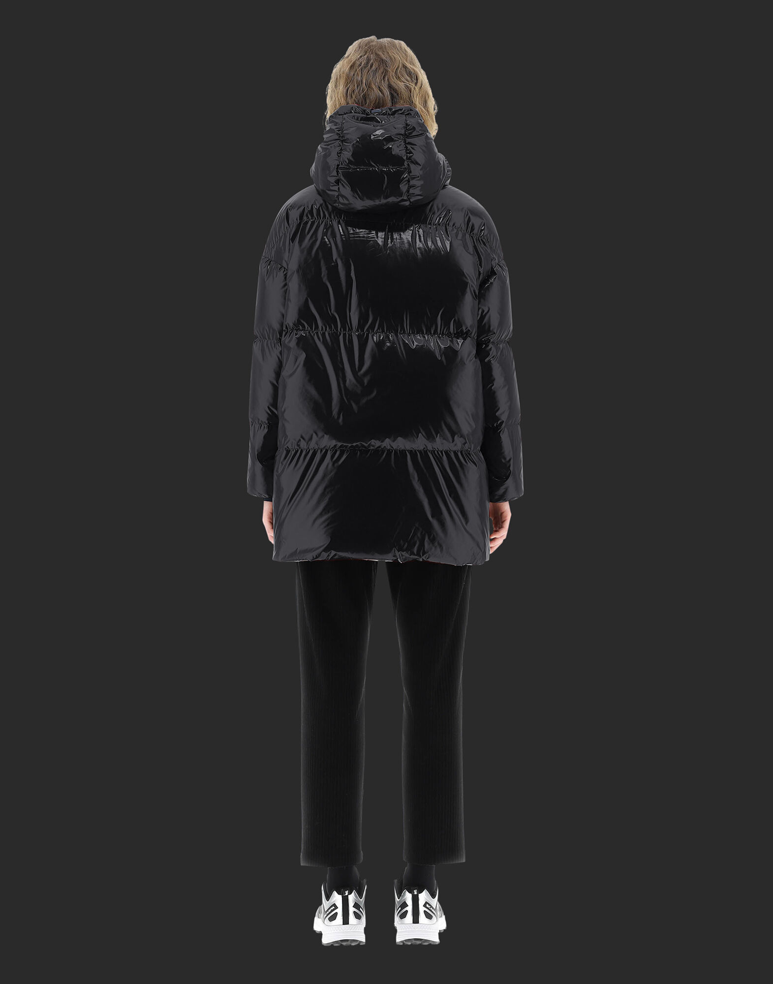 LAMINAR GLAZED RIPSTOP OVERSIZE JACKET in Black for Women | Herno®