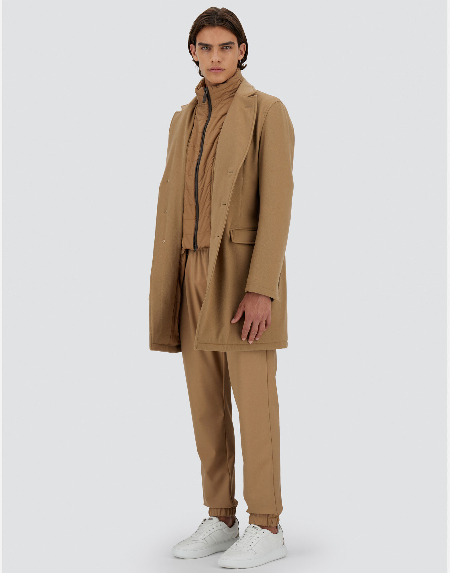 メンズ ビーバーエフェクト ウール コート キャメル | Herno® (ヘルノ)