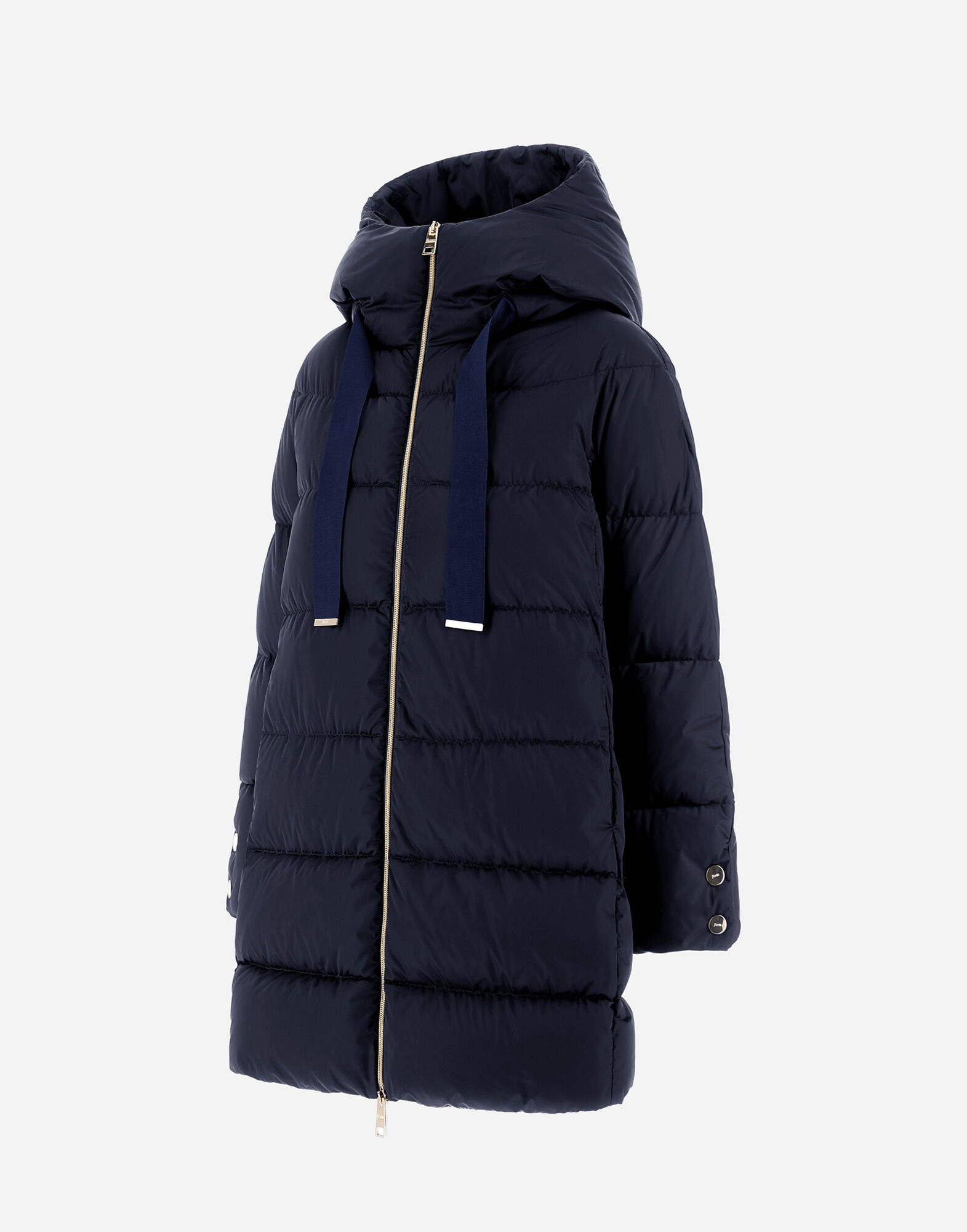 【新品タグ付き】42 HERNO Aライン　ナイロンコート ネイビー レディース サテンAラインコート ニューブルー | Herno® (ヘルノ)