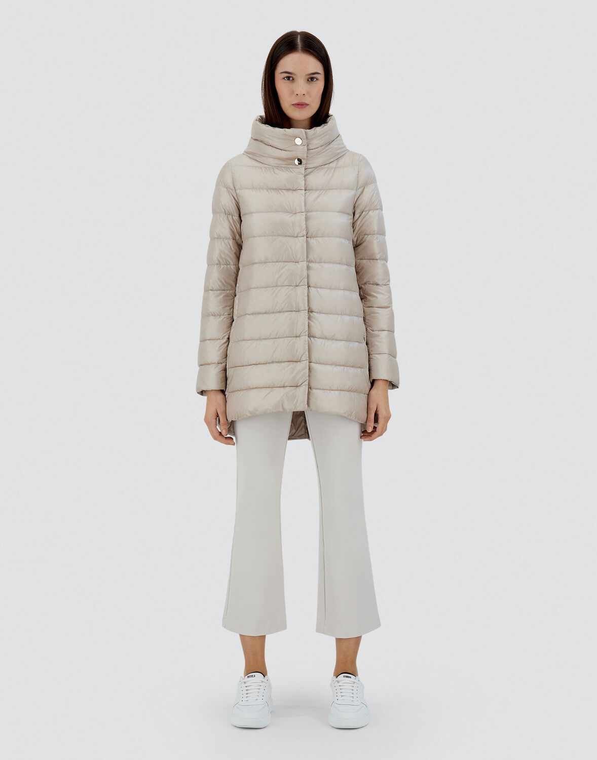 Herno "amelia" Quilted Down Jacket With Crater Collar In Chantilly