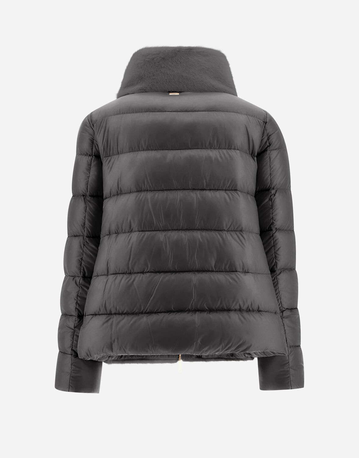 Herno Cape In Nylon Ultralight And New Lady Faux Fur In Grau