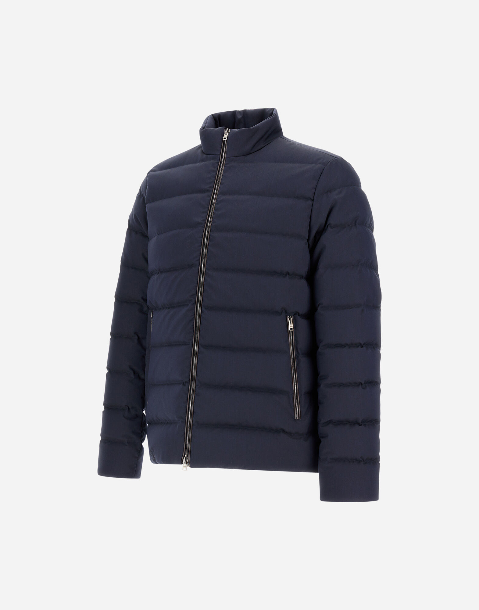 BOMBER JACKET IN POLISHED SMOOTH WOOL in Navy Blue for Men