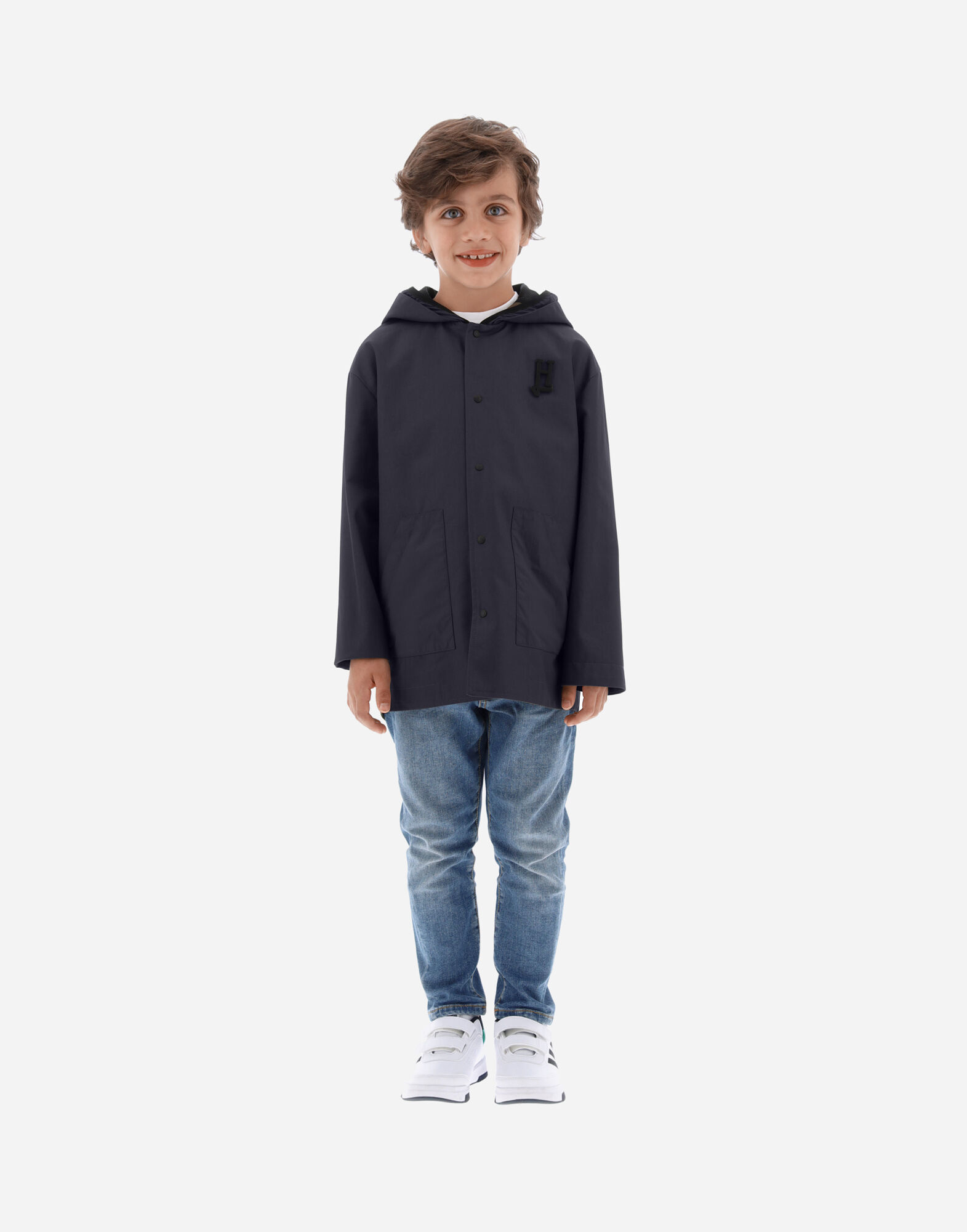 HERNOキッズ★ネイビーブルー パッド入りジャケット BOMBER JACKET IN GLOSS in New Blue for Kids | Herno®