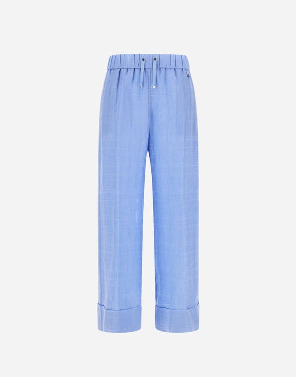 RESORT TROUSERS IN CHECK LINEN Herno Herno RESORT TROUSERS IN CHECK LINEN Light Blue PT00041DR171419088