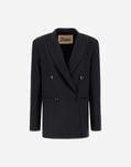 Herno OVERSIZED BLAZER IN FLUID WOOL Black GA000309D334539300