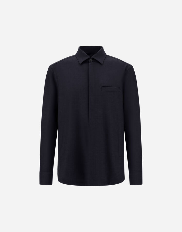 Herno WOOL GABARDINE SHIRT Navy Blue OS000001U334539200