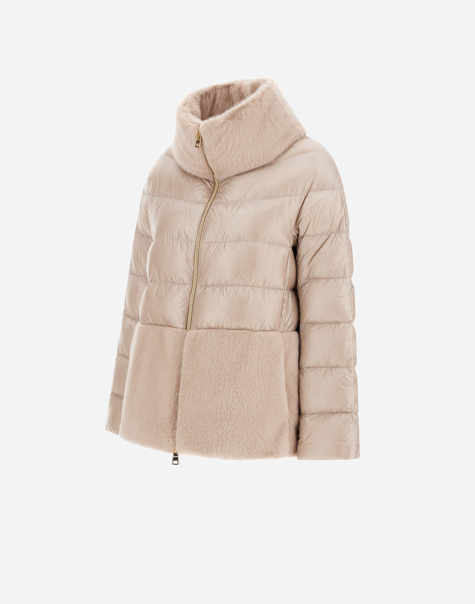 CAPE IN NYLON ULTRALIGHT AND LADY ALTERNATIVE FUR in