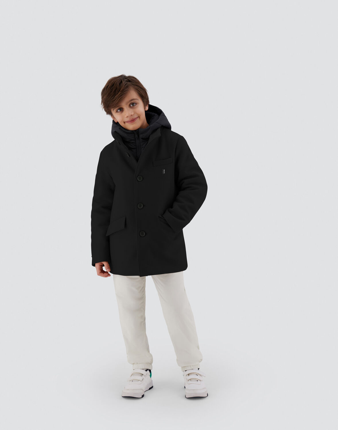 Herno Coat In Ecowool And Nylon Chamonix In Black