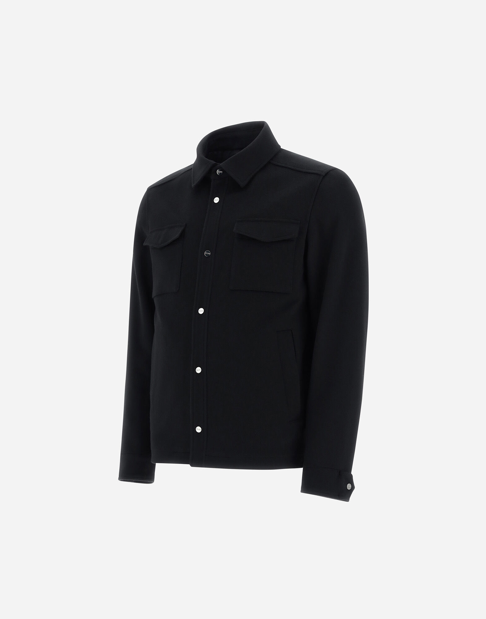 メンズ ニュー・ウール・カシミヤ シャツ ブラック | Herno® (ヘルノ)