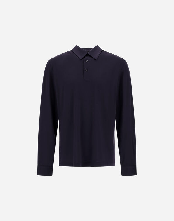 Herno WOOL JERSEY POLO SHIRT Navy Blue JPL00156U520689200