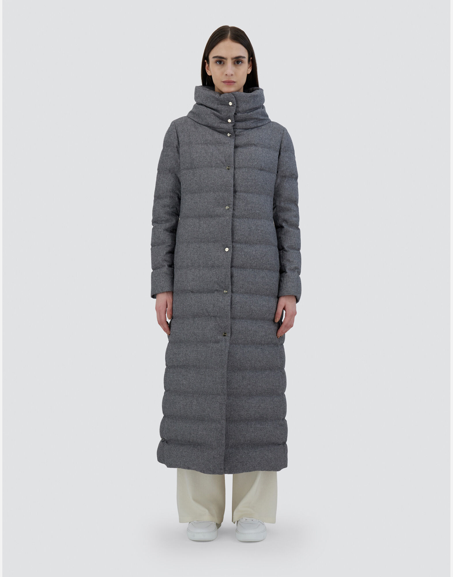 レディース カシミヤ シルク モノグラム ヘビージャケット グレー | Herno® (ヘルノ)