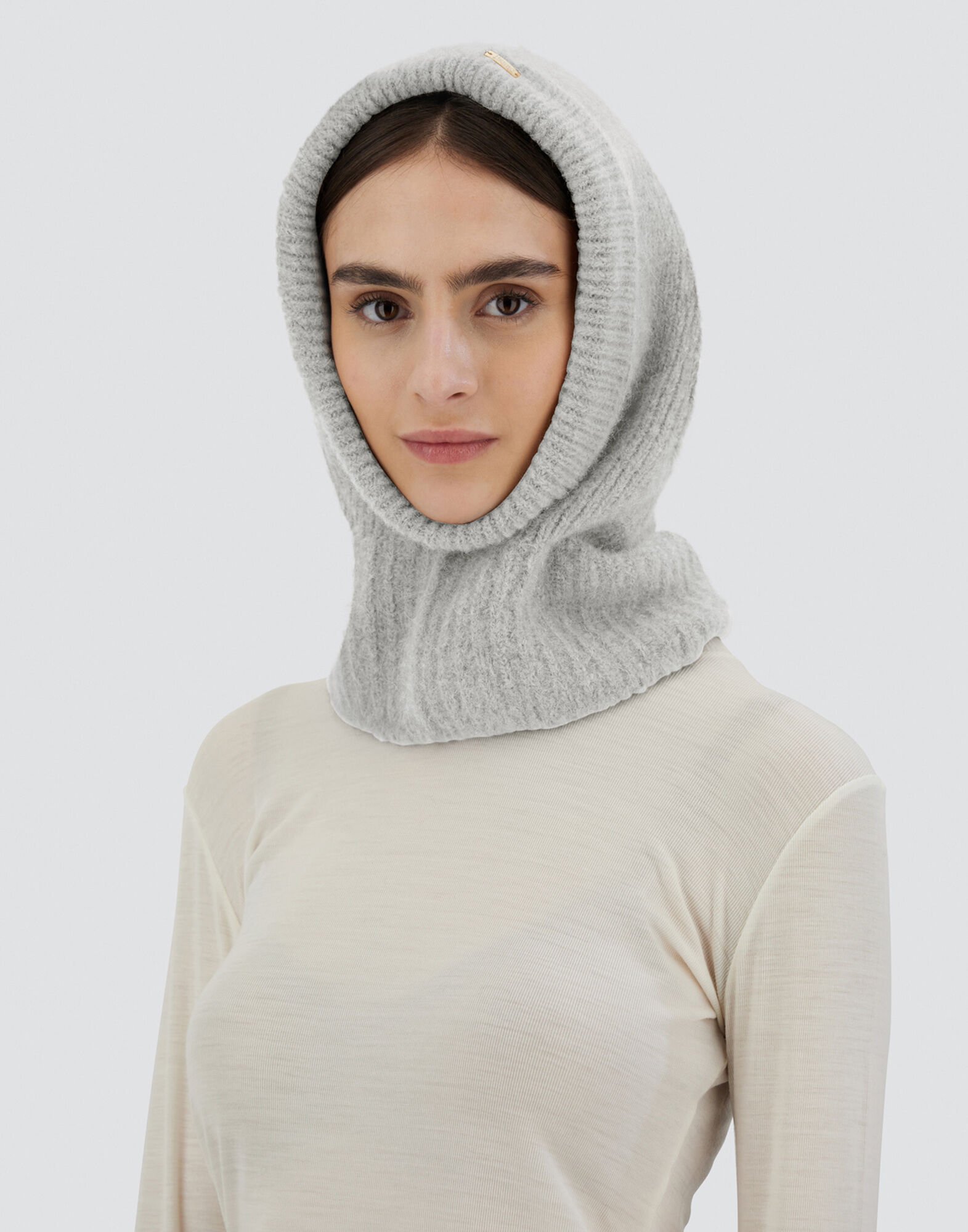 レディース プレーン アルパカ ウール バラクラバ パステルグリーン