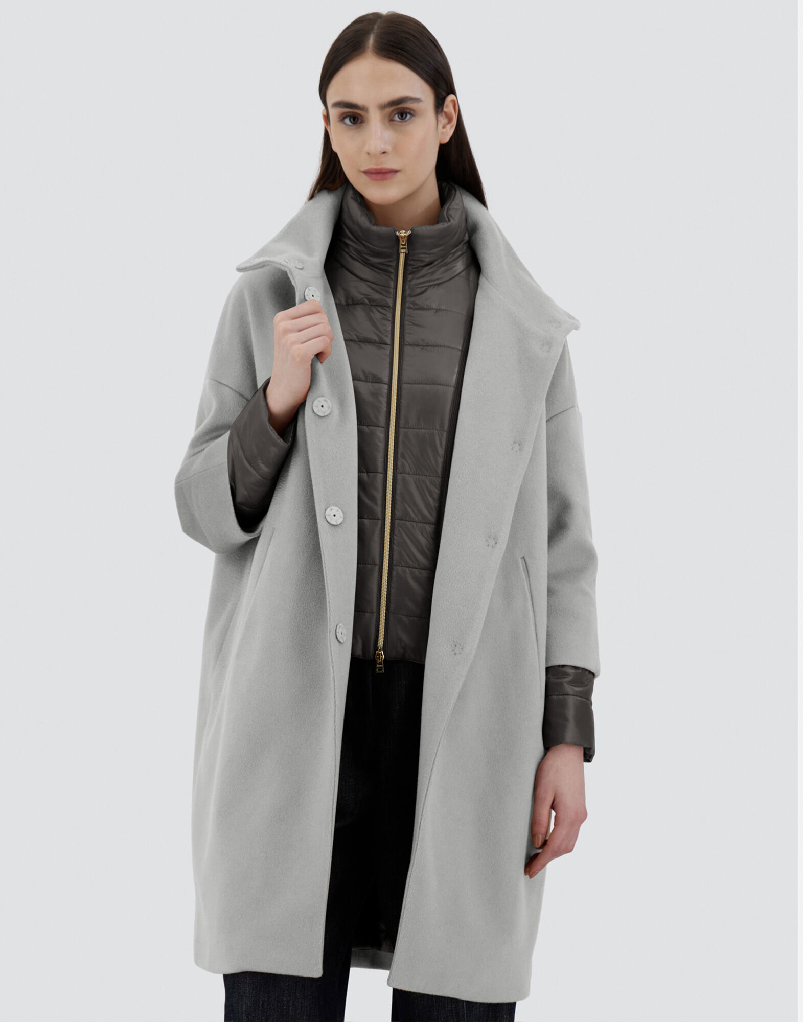 CAPPOTTO IN NEW CASHMERE E NYLON ULTRALIGHT in Grigio da Donna Herno
