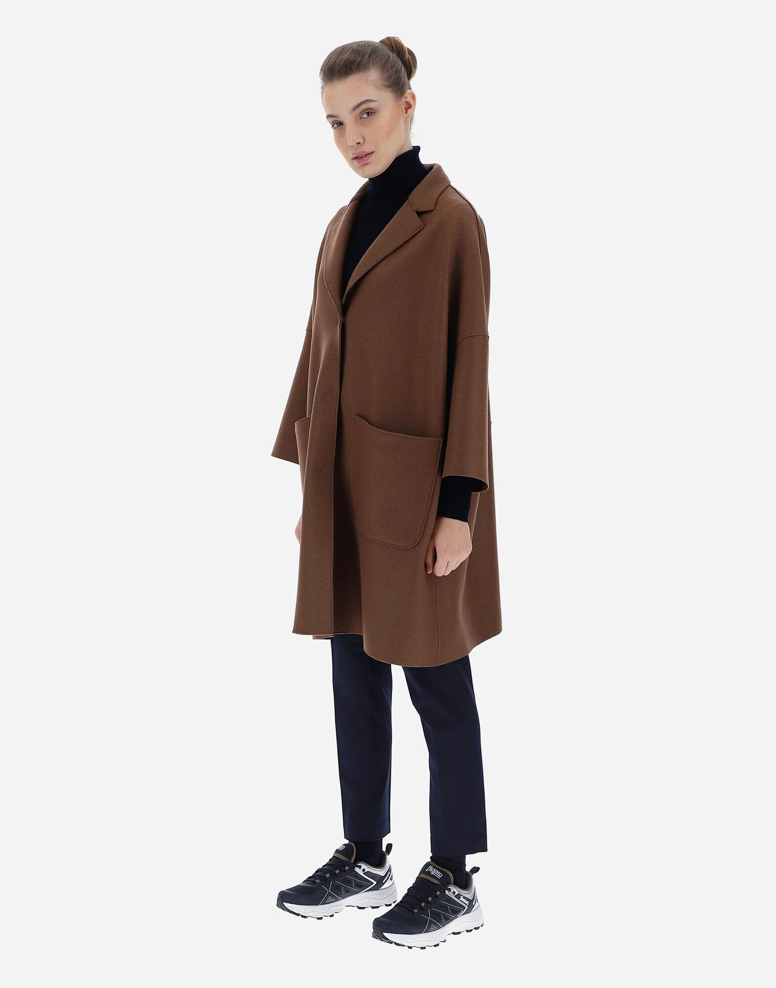 boiled wool trench coat