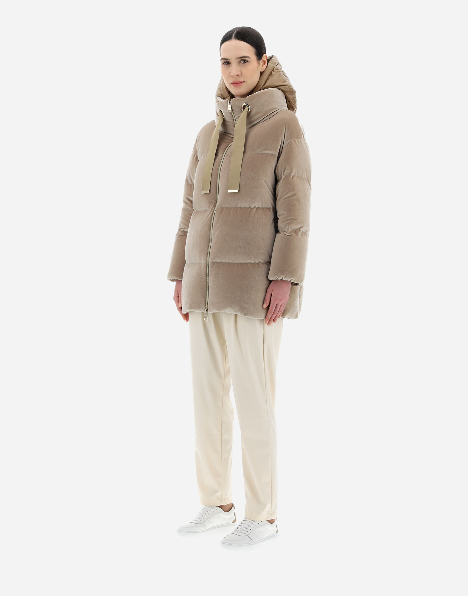 Herno velvet trimmed down coat store