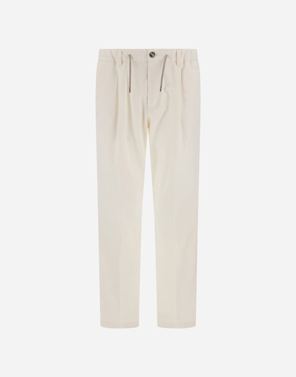 Herno COTTON AND CASHMERE CANVAS TROUSERS Milk White PT000240U133481100
