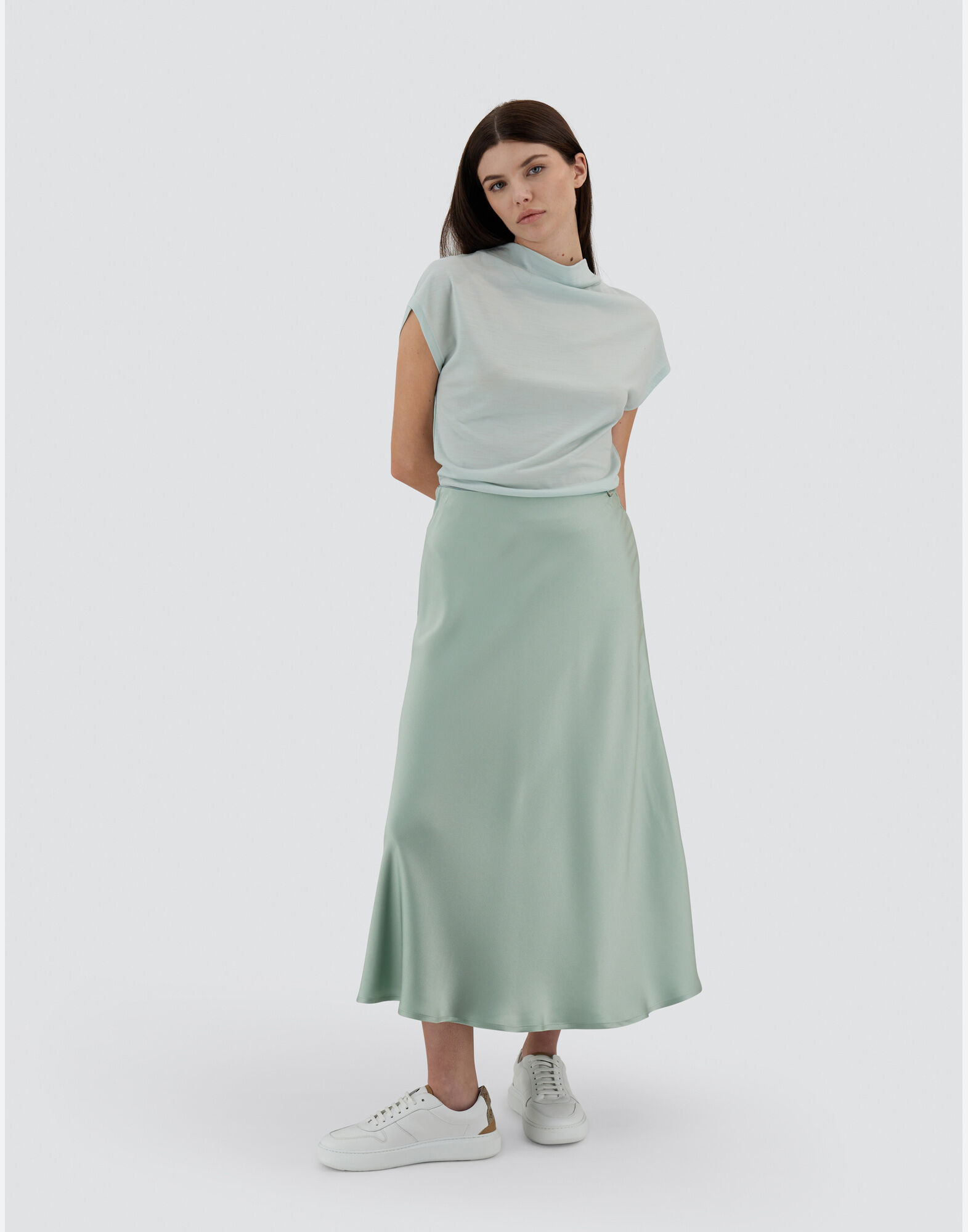 JUPE RESORT EN SATIN EFFECT en Vert pastel pour femme Herno