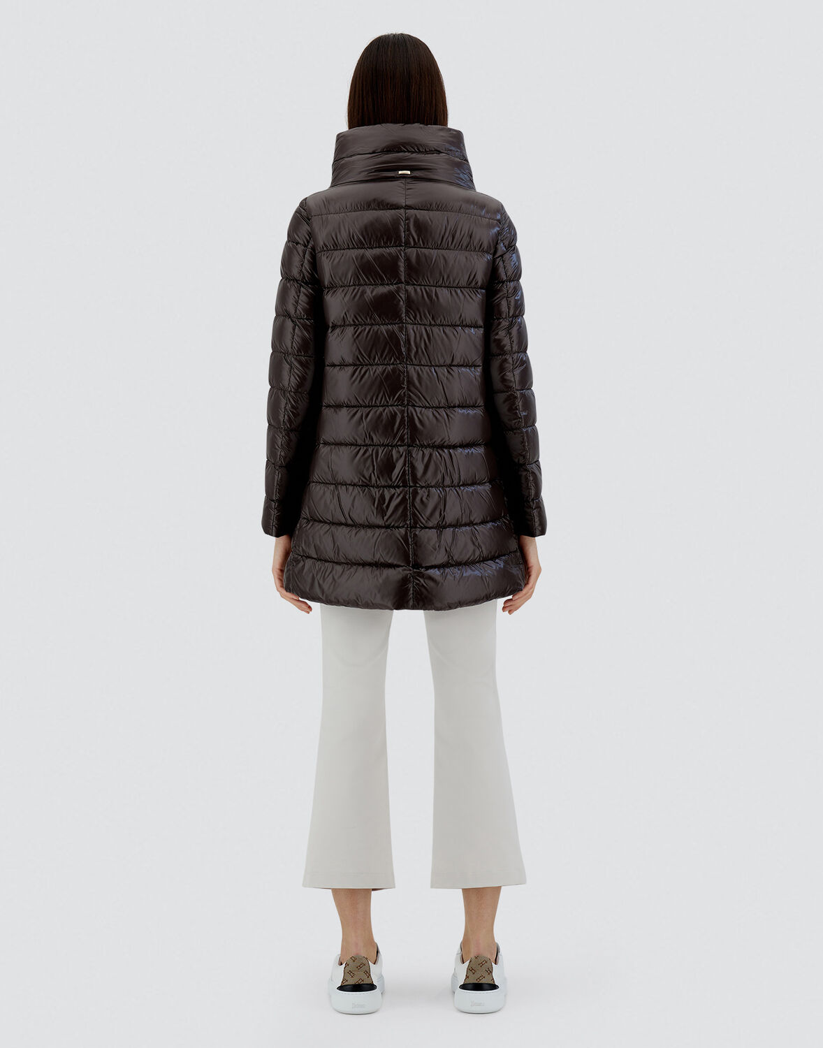 Herno Amelia Quilted Nylon Down Jacket In Dark Chocolate