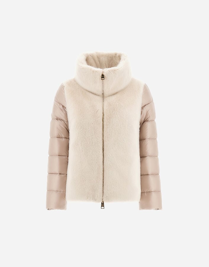 Herno CAPE IN NYLON ULTRALIGHT AND LADY ALTERNATIVE FUR Chantilly PI002017D12017Z1985
