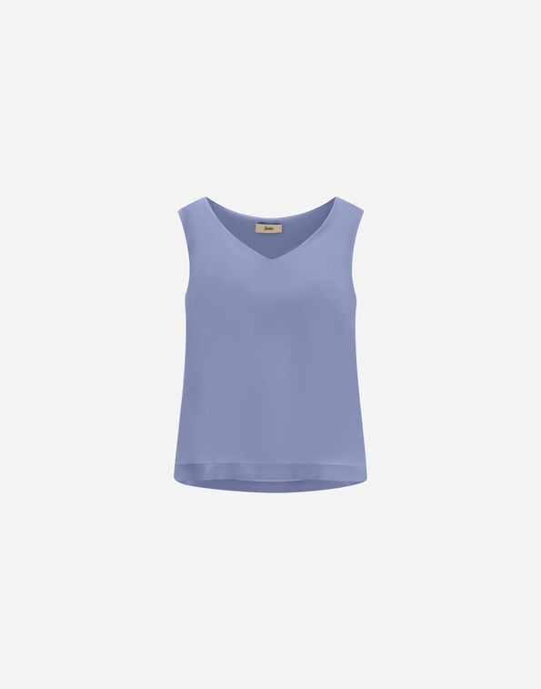 Herno V-NECK TOP IN LUCENT CADY Light Blue BL000051D12875S9128