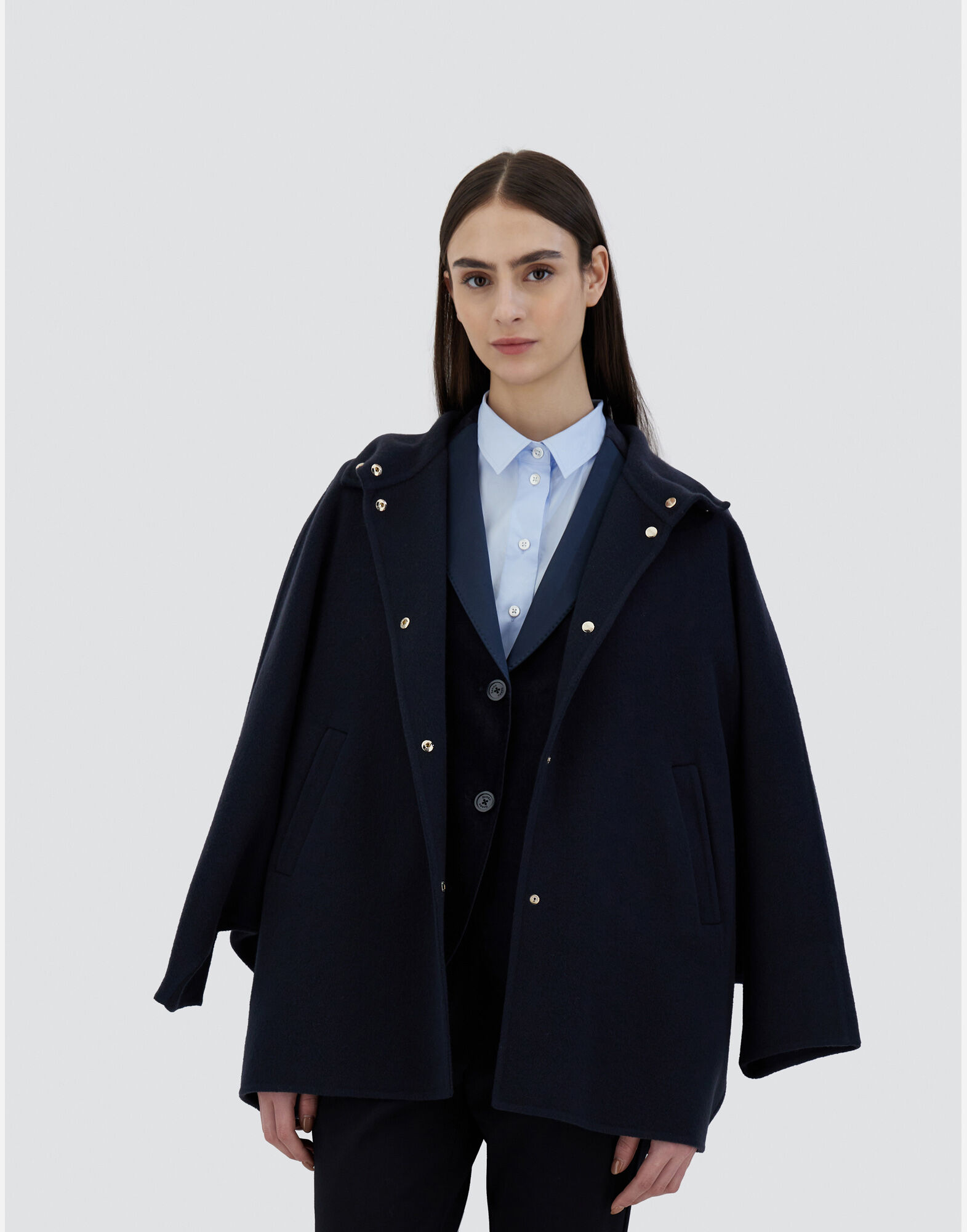COAT IN NEW MODERN WOOL in Navy Blue for Women | Herno®