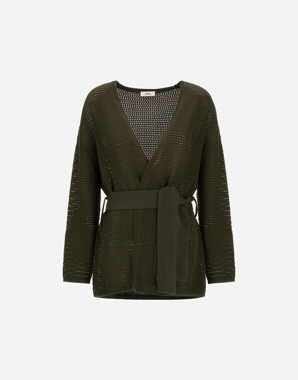 Herno CARDIGAN IN OPENWORK COTTON SILK Military MC000198D721377740