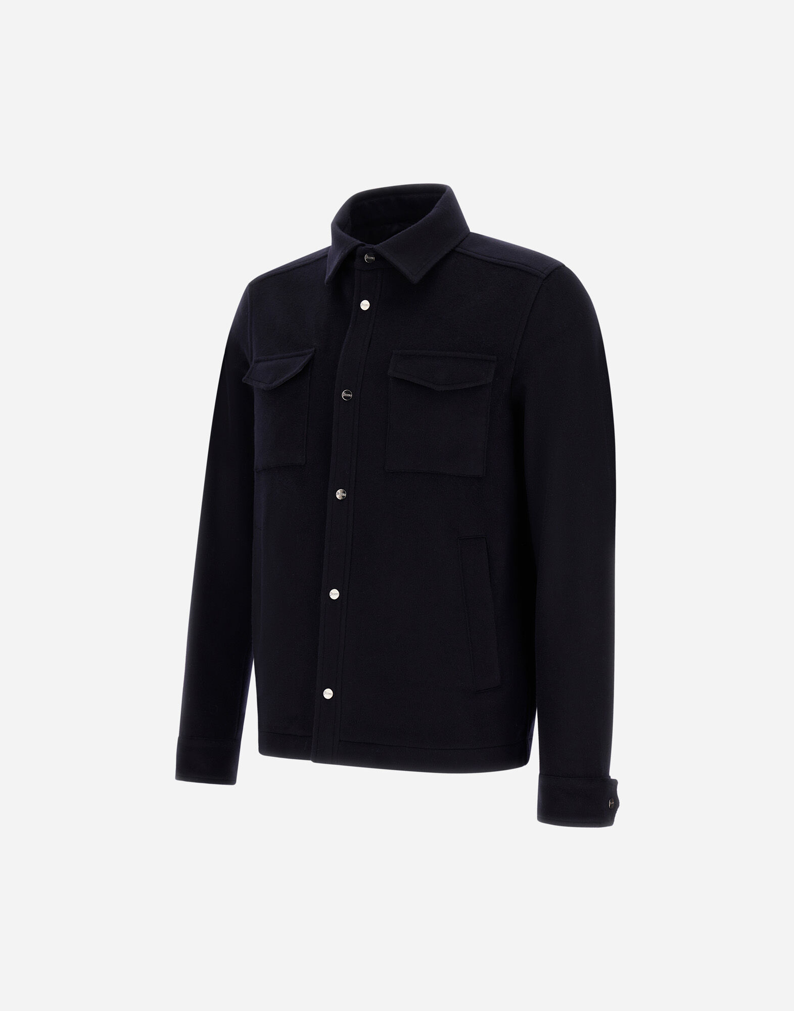 メンズ ニュー・ウール・カシミヤ シャツ ネイビーブルー | Herno