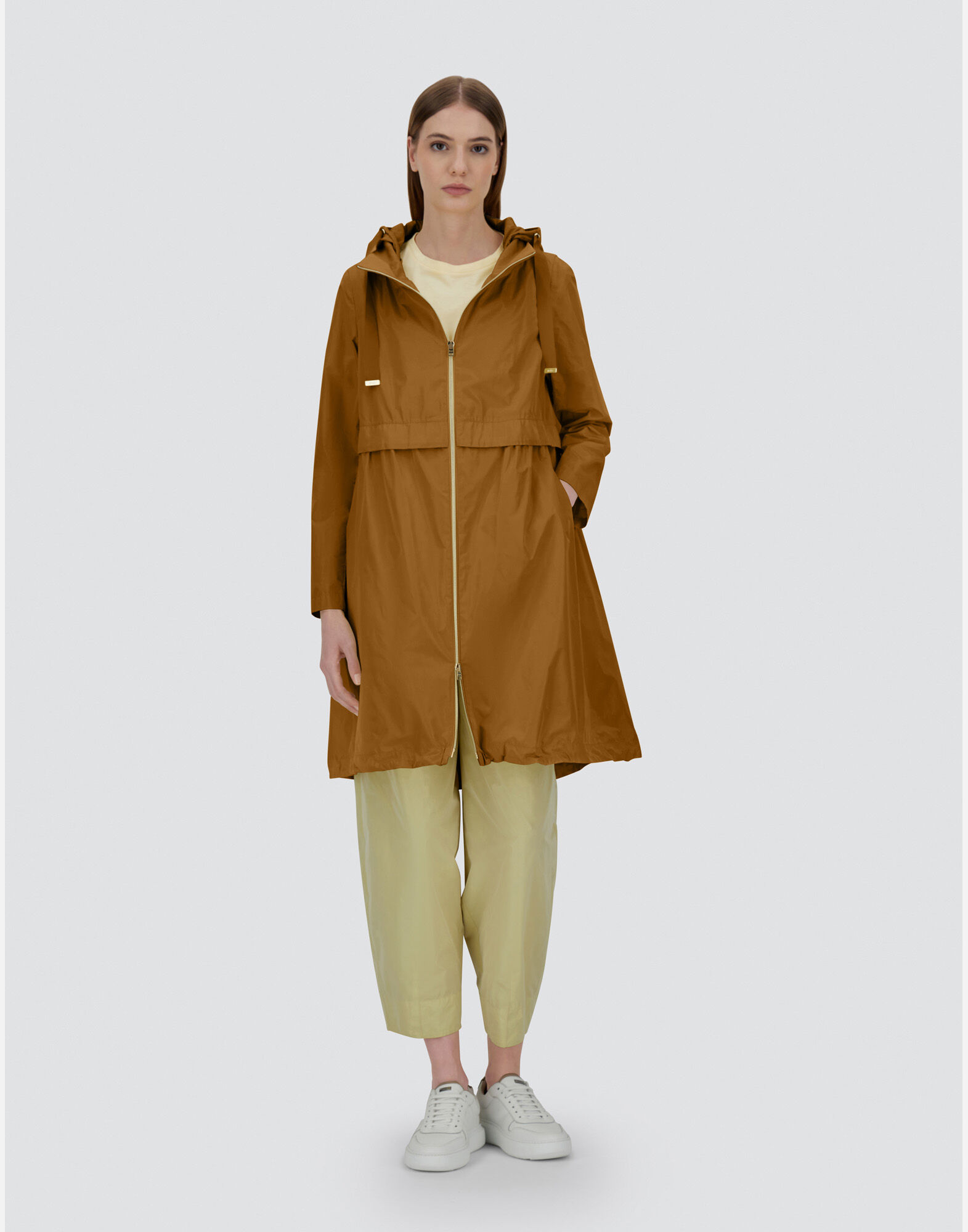 NEW TECHNO TAFFETA LONG PARKA in Camel for Women | Herno®