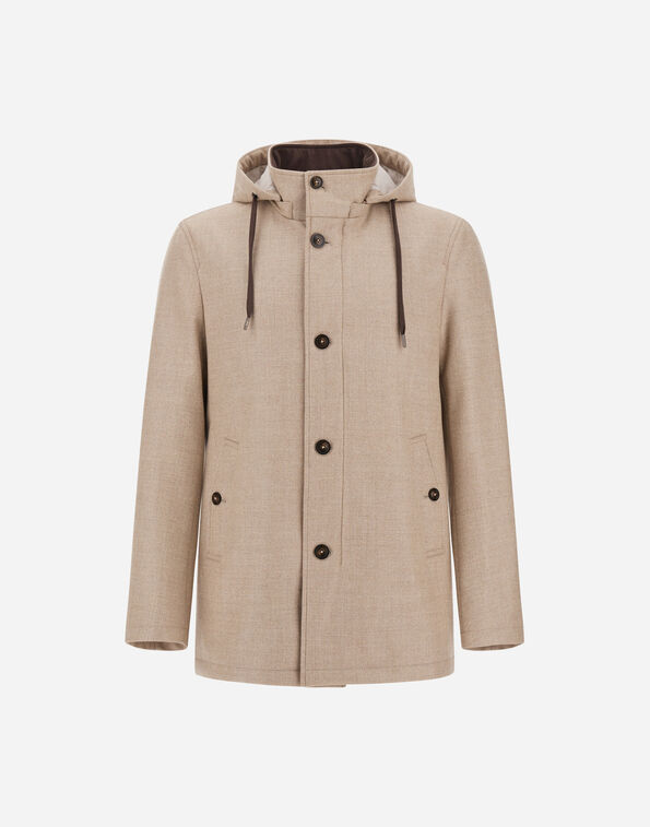 Herno SHORT PARKA IN WOOL, SILK AND SUEDE EFFECT Chantilly CA000231U335311985
