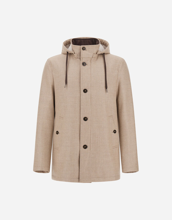 Herno SHORT PARKA IN WOOL, SILK AND SUEDE EFFECT Chantilly CA000231U335311985